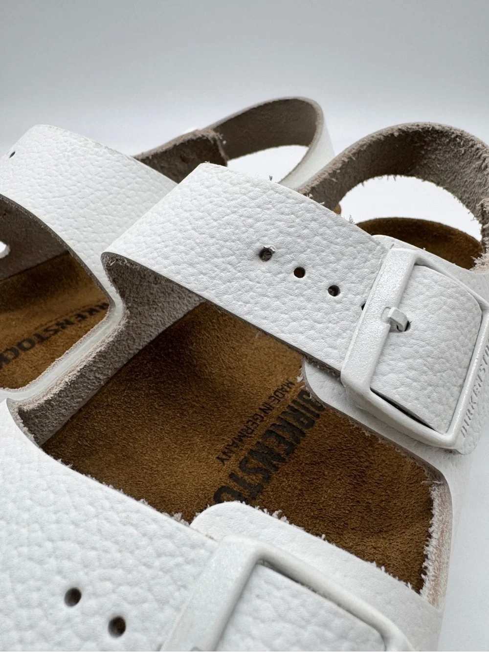 Birkenstock Milano White Leather Sandals NWOB Men 10 L12 Regular Fit EU 43